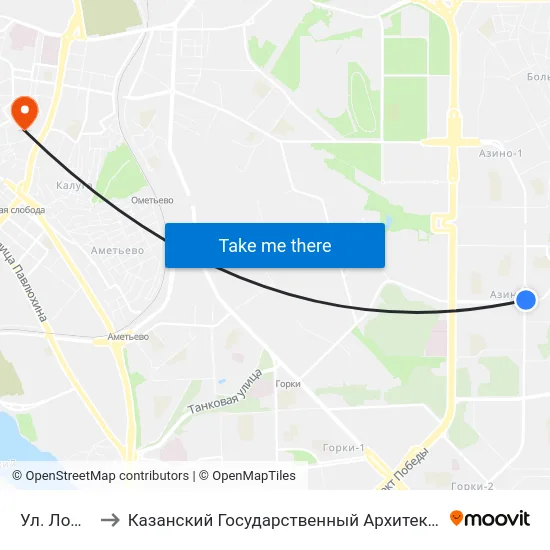 Ул. Ломжинская to Казанский Государственный Архитектурно-Строительный Университет map