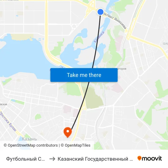 Футбольный Стадион Казань-Арена-4 to Казанский Государственный Архитектурно-Строительный Университет map
