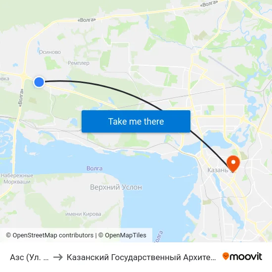 Азс (Ул. Залесная) to Казанский Государственный Архитектурно-Строительный Университет map