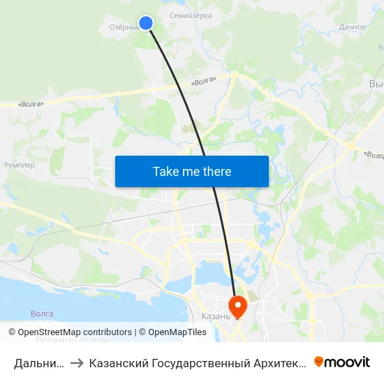 Дальние Сады-1 to Казанский Государственный Архитектурно-Строительный Университет map