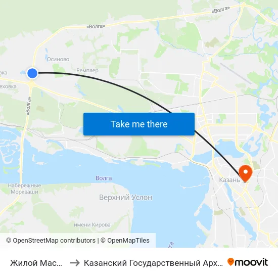 Жилой Массив Новая Тура-1 to Казанский Государственный Архитектурно-Строительный Университет map