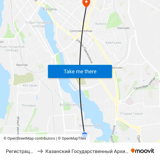 Регистрационная Палата to Казанский Государственный Архитектурно-Строительный Университет map