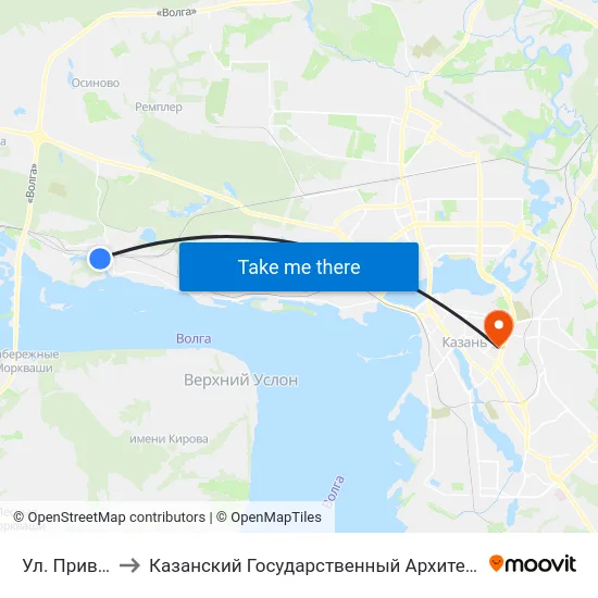 Ул. Привокзальная to Казанский Государственный Архитектурно-Строительный Университет map