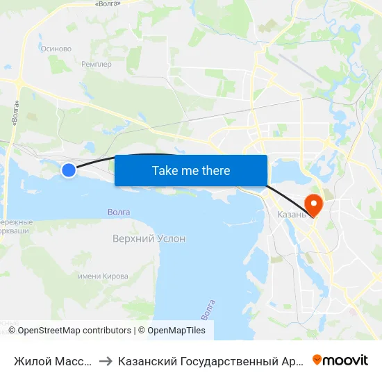 Жилой Массив Красная Горка to Казанский Государственный Архитектурно-Строительный Университет map