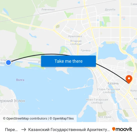 Переправа-1 to Казанский Государственный Архитектурно-Строительный Университет map