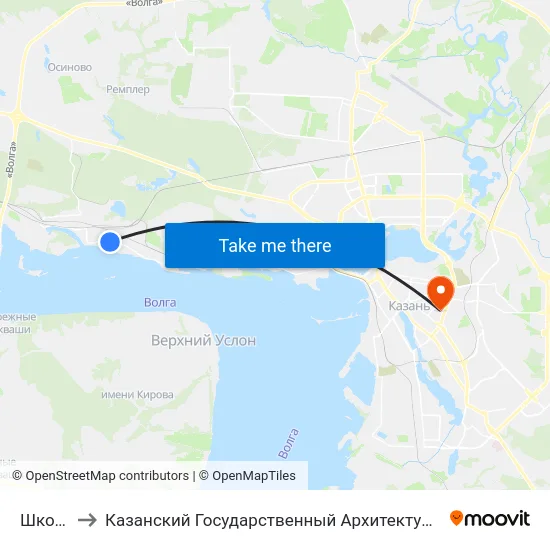 Школа №8 to Казанский Государственный Архитектурно-Строительный Университет map