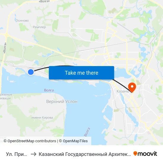 Ул. Приволжская to Казанский Государственный Архитектурно-Строительный Университет map