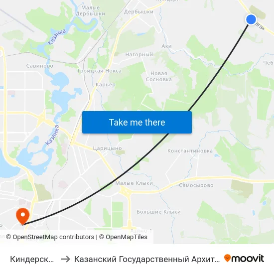 Киндерское Кладбище to Казанский Государственный Архитектурно-Строительный Университет map
