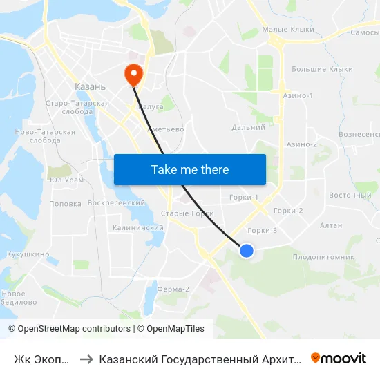 Жк Экопарк Дубрава to Казанский Государственный Архитектурно-Строительный Университет map
