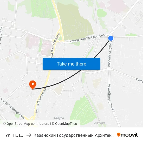 Ул. П.Лумумбы-4 to Казанский Государственный Архитектурно-Строительный Университет map