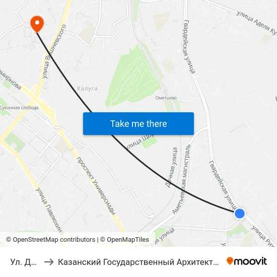 Ул. Даурская to Казанский Государственный Архитектурно-Строительный Университет map