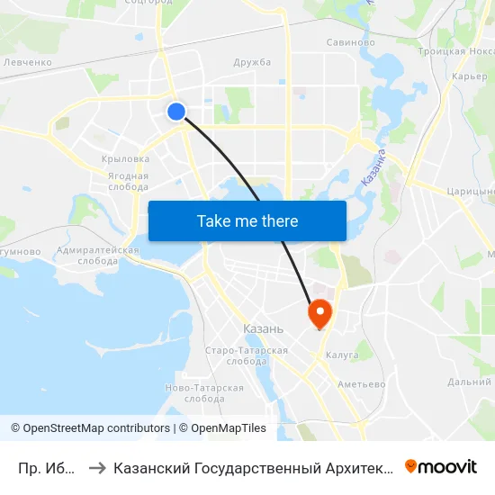 Пр. Ибрагимова to Казанский Государственный Архитектурно-Строительный Университет map
