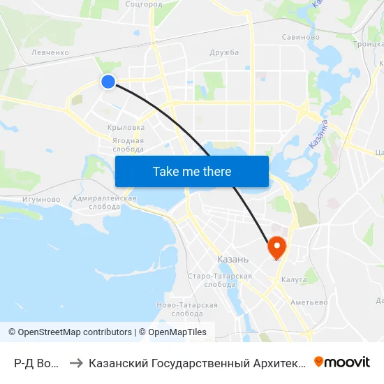 Р-Д Восстания-1 to Казанский Государственный Архитектурно-Строительный Университет map