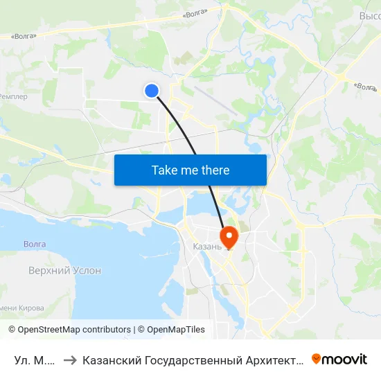 Ул. М.Бигиева to Казанский Государственный Архитектурно-Строительный Университет map