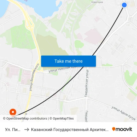 Ул. Пионерская to Казанский Государственный Архитектурно-Строительный Университет map
