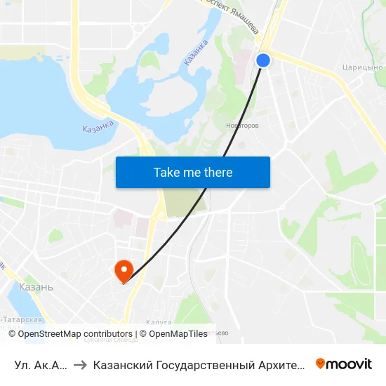 Ул. Ак.Арбузова-4 to Казанский Государственный Архитектурно-Строительный Университет map