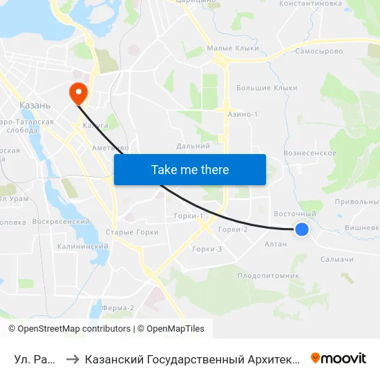Ул. Рассветная to Казанский Государственный Архитектурно-Строительный Университет map