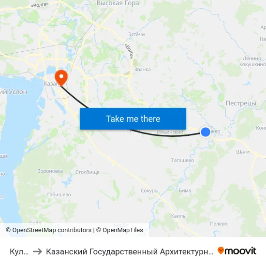 Кулаево to Казанский Государственный Архитектурно-Строительный Университет map