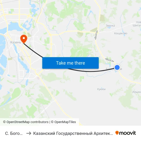 С. Богородское-1 to Казанский Государственный Архитектурно-Строительный Университет map