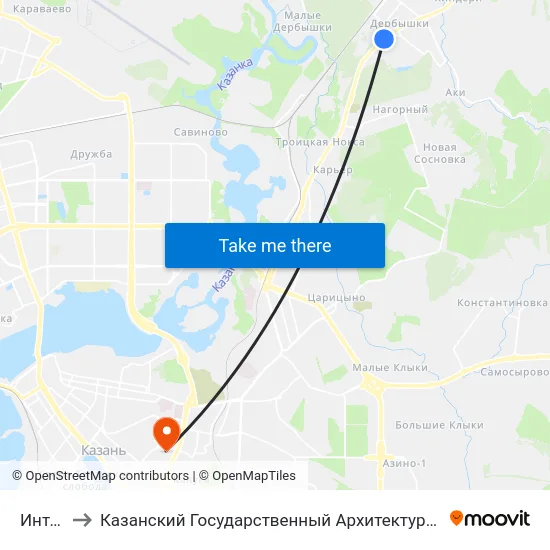 Интернат to Казанский Государственный Архитектурно-Строительный Университет map
