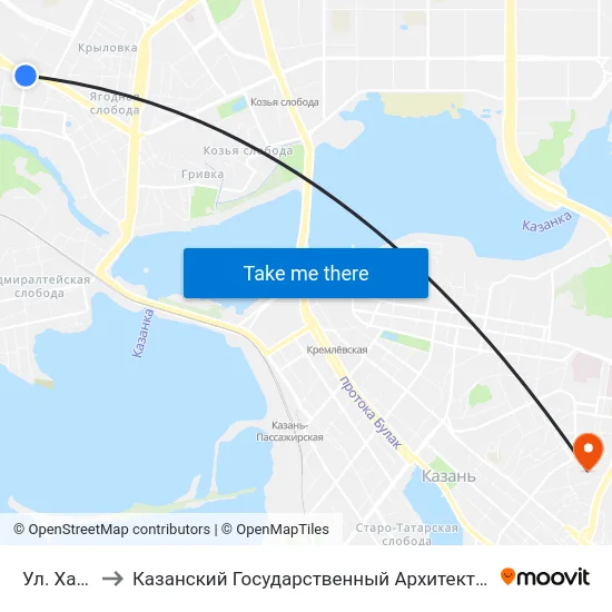 Ул. Халтурина to Казанский Государственный Архитектурно-Строительный Университет map