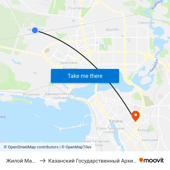 Жилой Массив Левченко to Казанский Государственный Архитектурно-Строительный Университет map