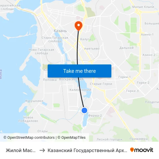 Жилой Массив Борисково-2 to Казанский Государственный Архитектурно-Строительный Университет map