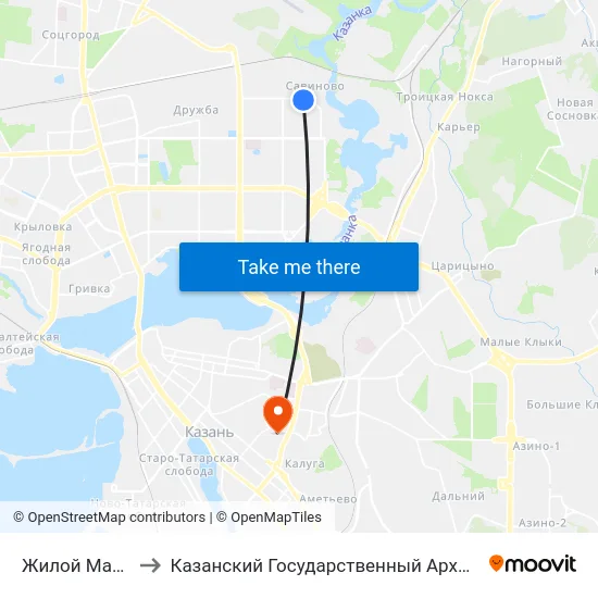 Жилой Массив Савиново to Казанский Государственный Архитектурно-Строительный Университет map