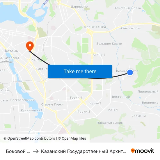 Боковой Переулок-1 to Казанский Государственный Архитектурно-Строительный Университет map