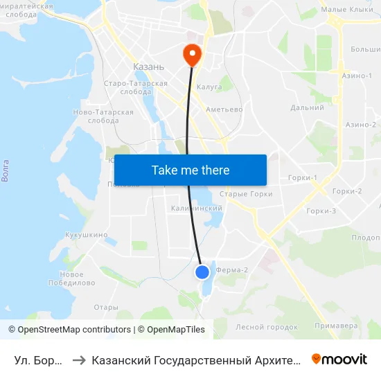 Ул. Борисковская to Казанский Государственный Архитектурно-Строительный Университет map