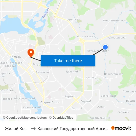 Жилой Комплекс Весна to Казанский Государственный Архитектурно-Строительный Университет map