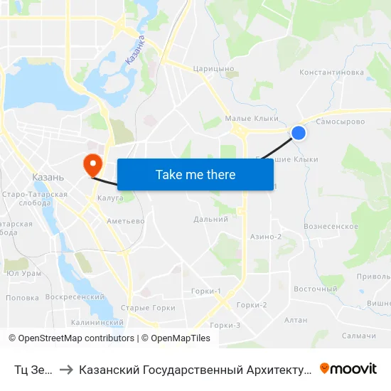 Тц Зельгрос to Казанский Государственный Архитектурно-Строительный Университет map