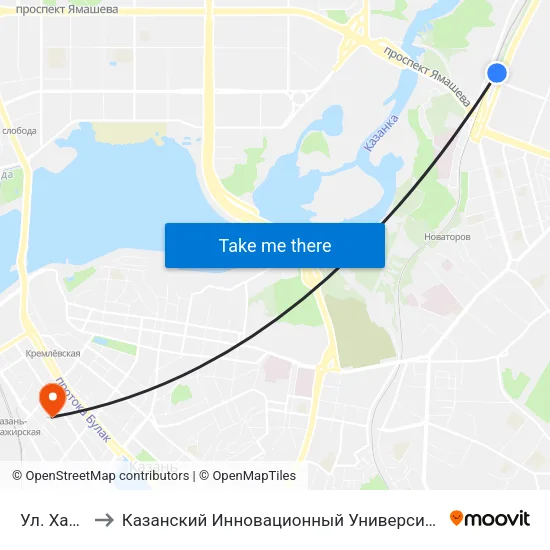 Ул. Халитова-1 to Казанский Инновационный Университет Имени В.Г Тимирясова (Иэуп) map