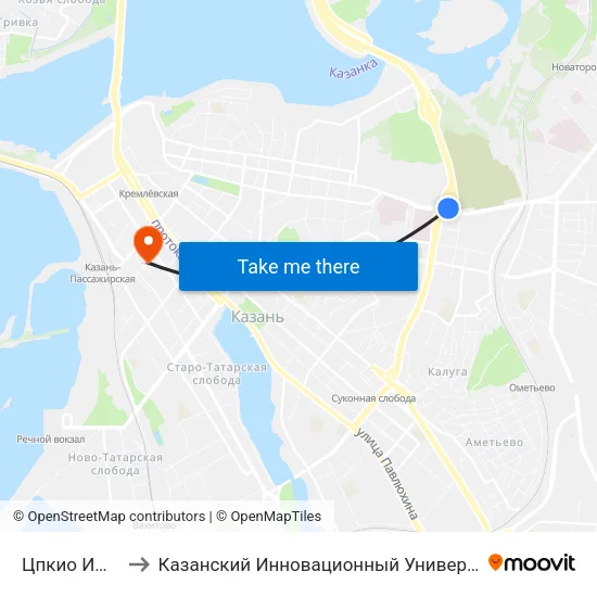 Цпкио Им. Горького-3 to Казанский Инновационный Университет Имени В.Г Тимирясова (Иэуп) map