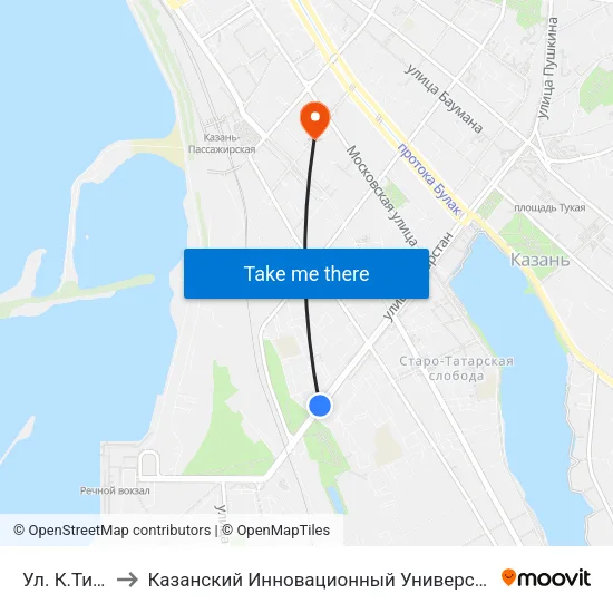 Ул. К.Тинчурина-3 to Казанский Инновационный Университет Имени В.Г Тимирясова (Иэуп) map