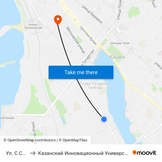 Ул. С.Сайдашева to Казанский Инновационный Университет Имени В.Г Тимирясова (Иэуп) map