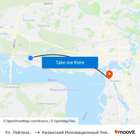 Ул. Лейтенанта Красикова-1 to Казанский Инновационный Университет Имени В.Г Тимирясова (Иэуп) map