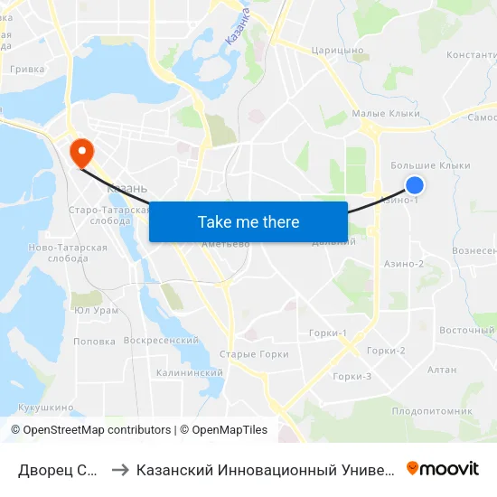 Дворец Спорта Ак Буре to Казанский Инновационный Университет Имени В.Г Тимирясова (Иэуп) map