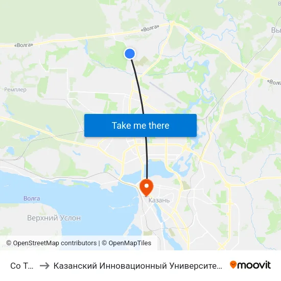 Со Тасма5 to Казанский Инновационный Университет Имени В.Г Тимирясова (Иэуп) map