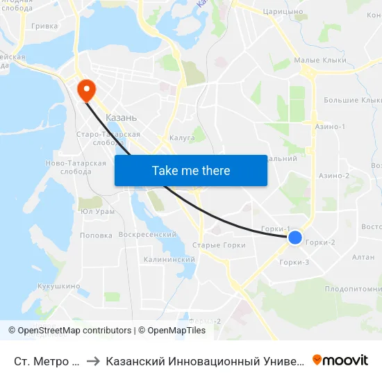 Ст. Метро Пр. Победы-1 to Казанский Инновационный Университет Имени В.Г Тимирясова (Иэуп) map
