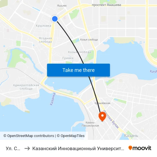 Ул. Серова-3 to Казанский Инновационный Университет Имени В.Г Тимирясова (Иэуп) map