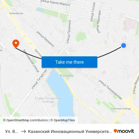Ул. Волкова to Казанский Инновационный Университет Имени В.Г Тимирясова (Иэуп) map