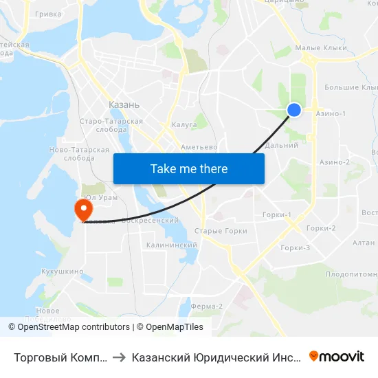 Торговый Комплекс Мега to Казанский Юридический Институт Мвд России map