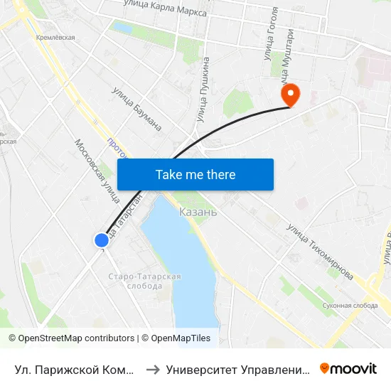 Ул. Парижской Коммуны-2 to Университет Управления Тисби map