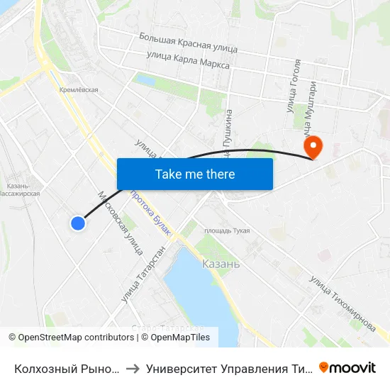 Колхозный Рынок-5 to Университет Управления Тисби map