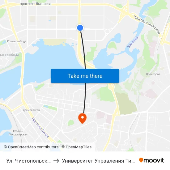 Ул. Чистопольская to Университет Управления Тисби map
