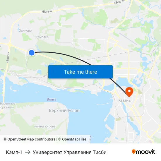 Кэмп-1 to Университет Управления Тисби map