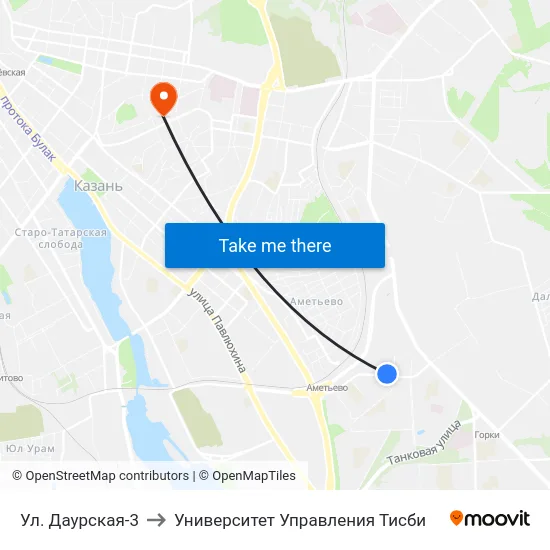 Ул. Даурская-3 to Университет Управления Тисби map