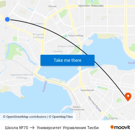Школа №70 to Университет Управления Тисби map