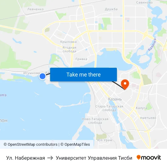 Ул. Набережная to Университет Управления Тисби map